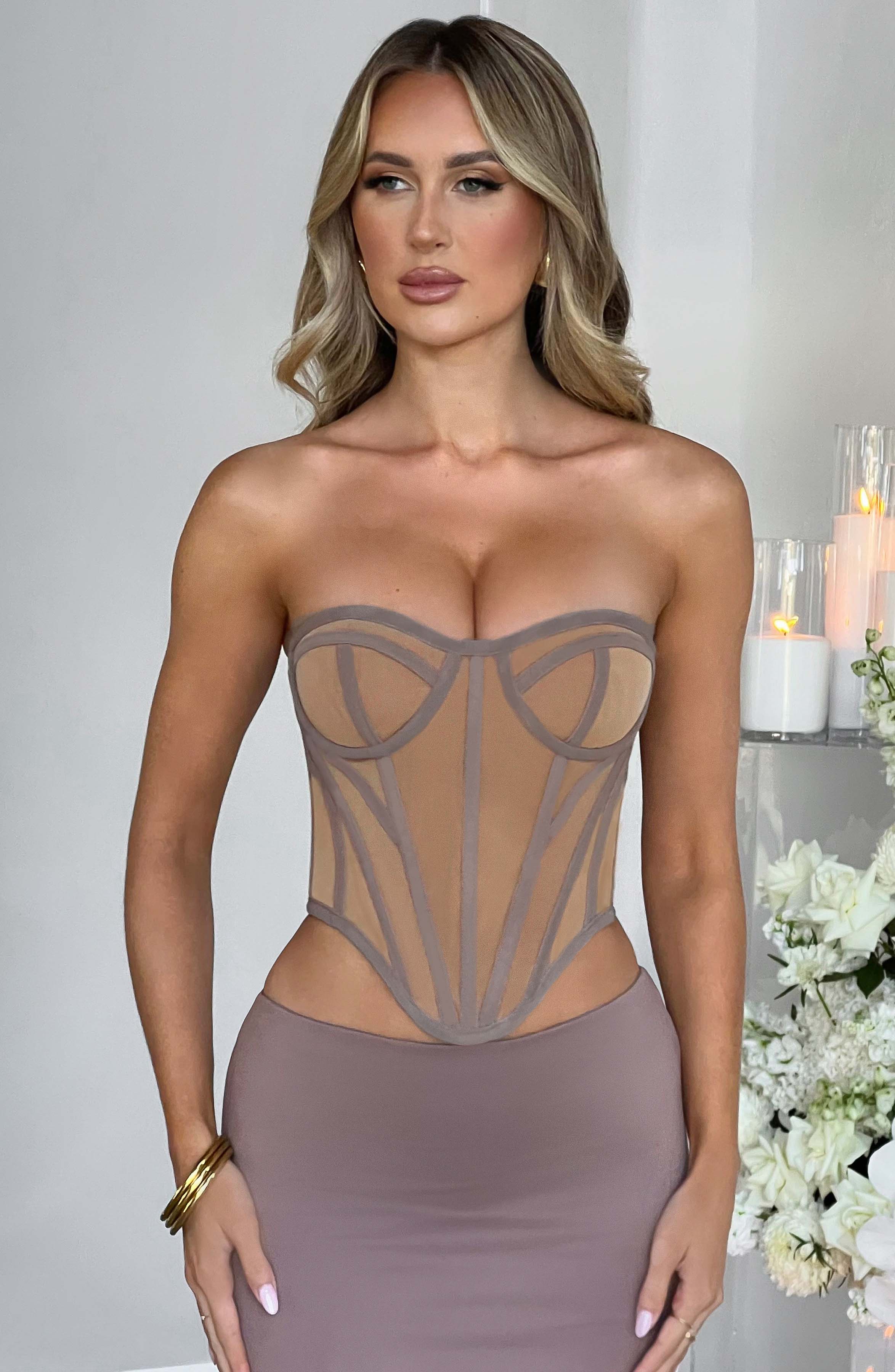 Santanna Corset - Chocolate/Nude - Image 7
