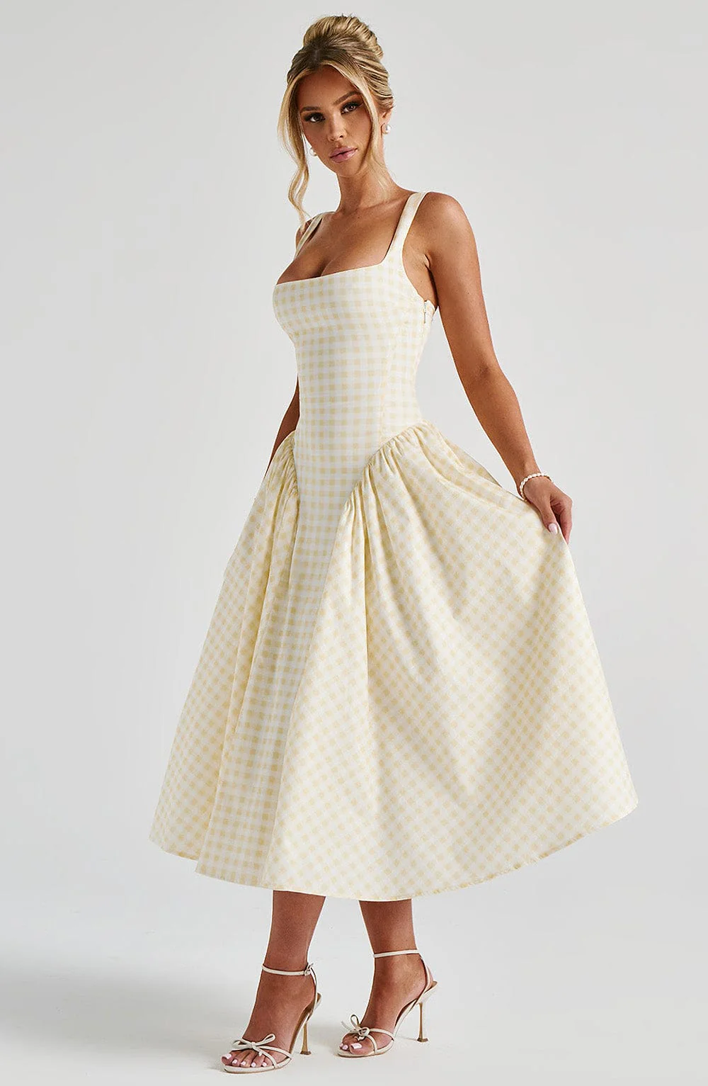 Sherrie Midi Dress - Lemon Gingham - Image 7