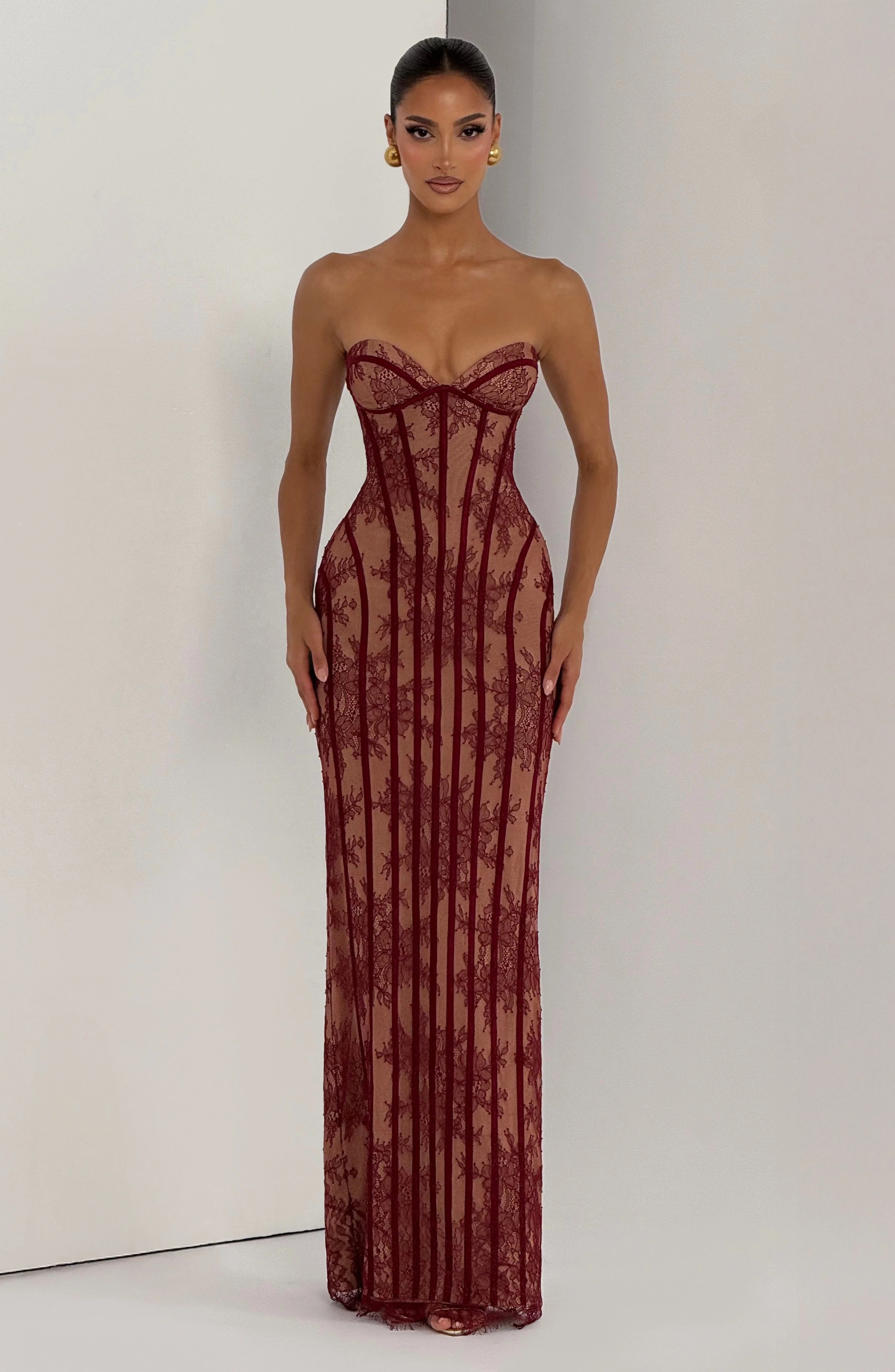 Sian Maxi Dress - Burgundy - Image 12