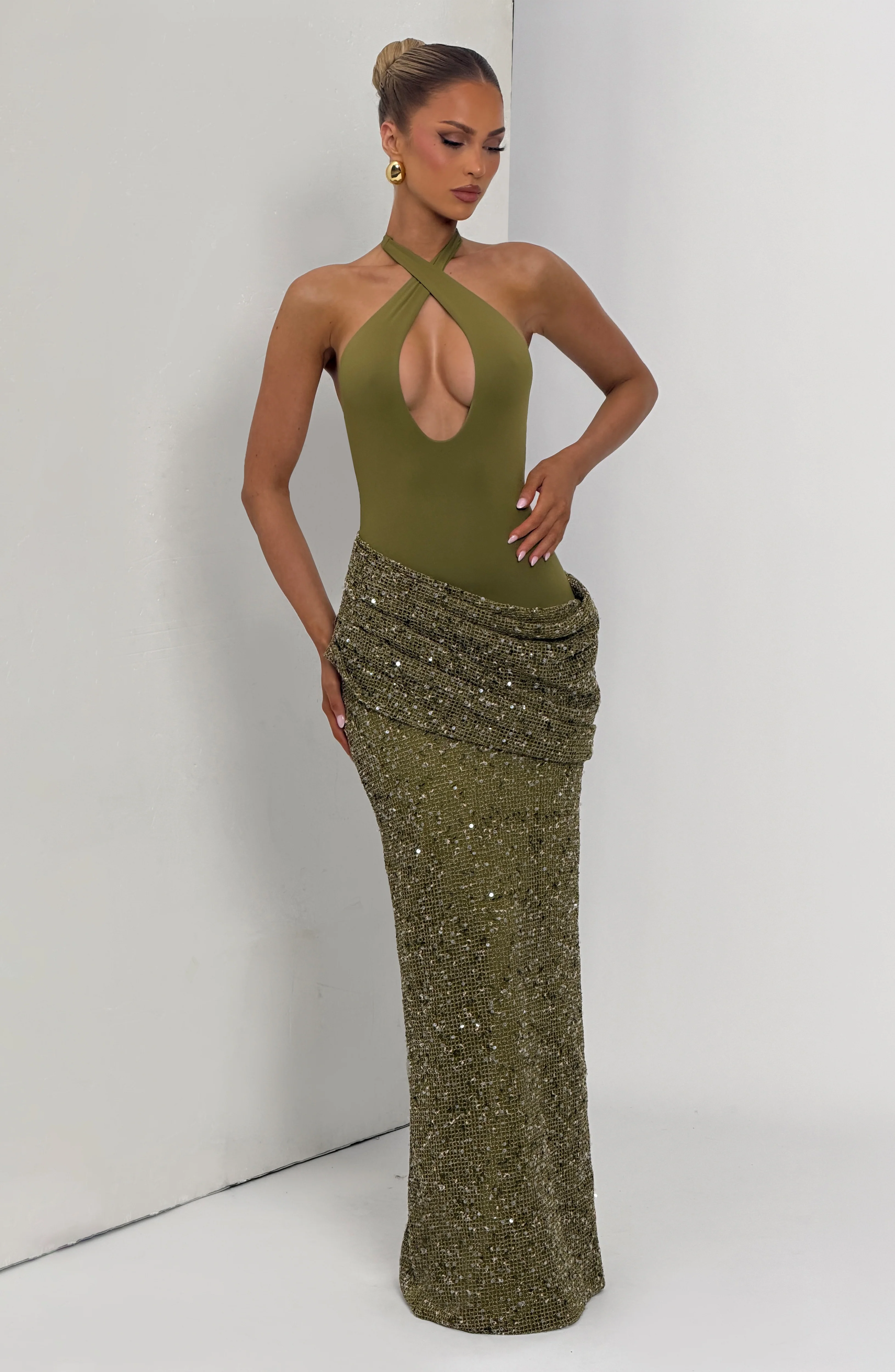 Solea Maxi Dress - Deep Olive - Image 9