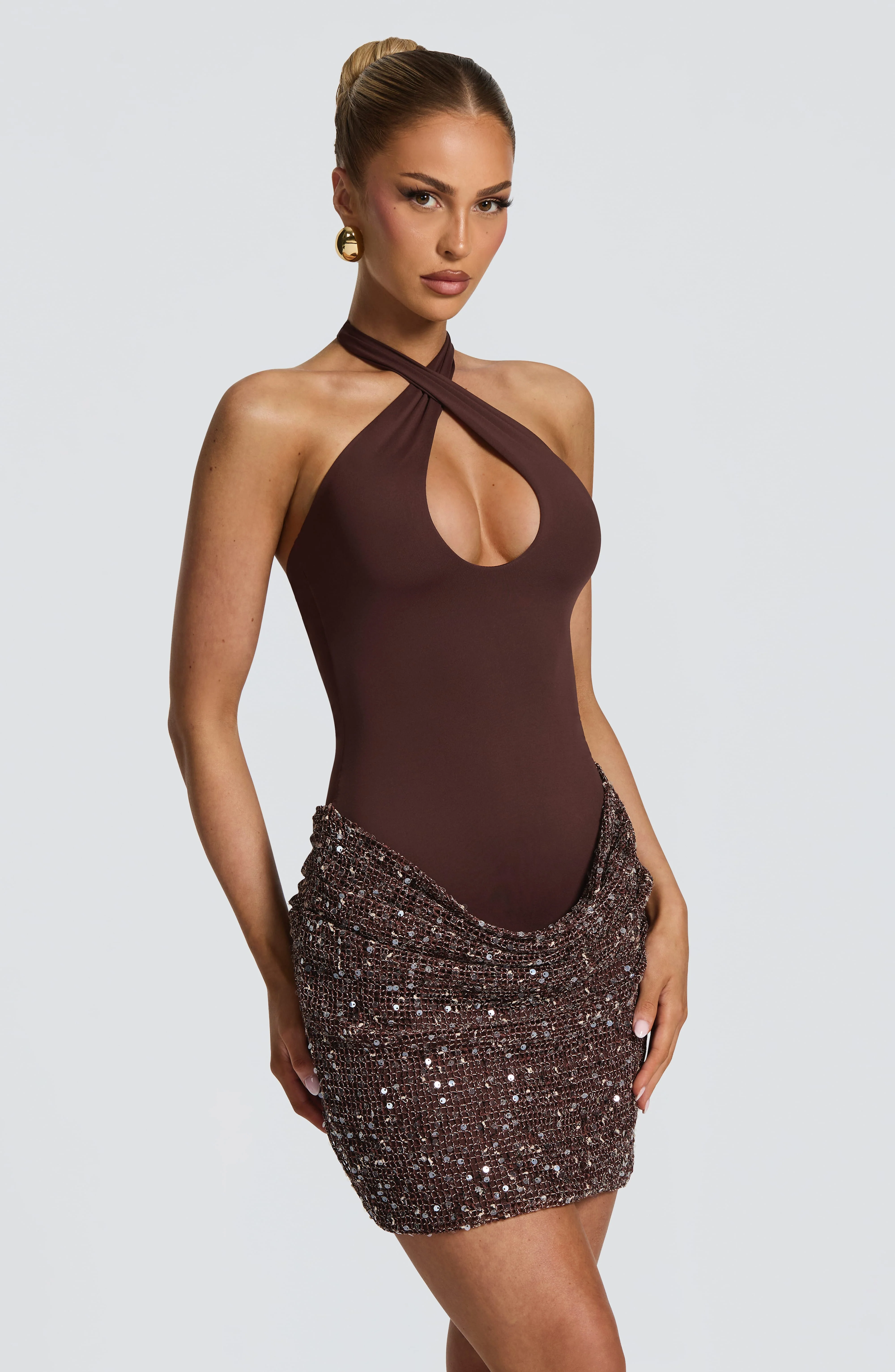 Solea Mini Dress - Plum Brown - Image 5
