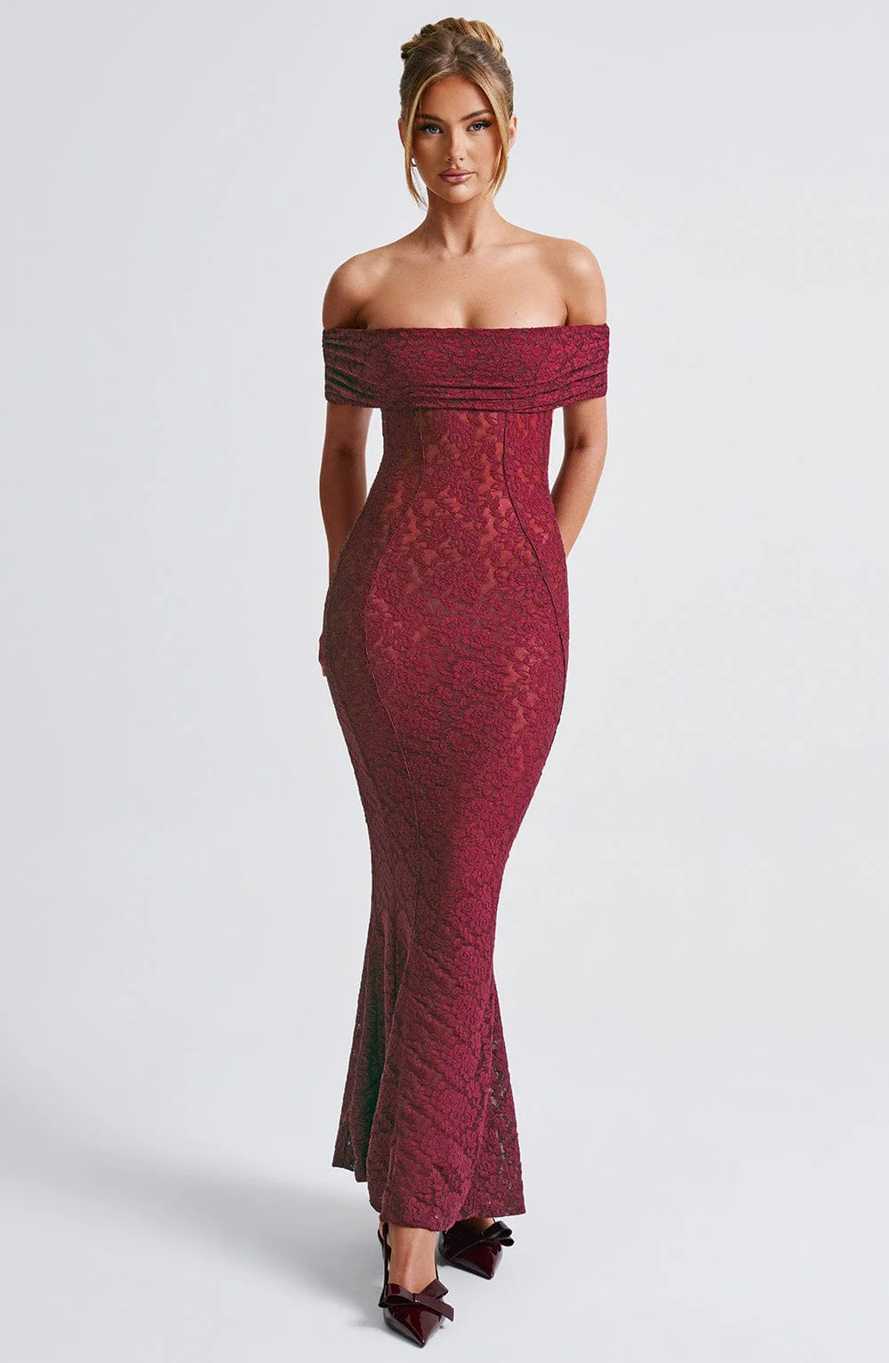 Stephanie Maxi Dress - Burgundy - Image 5