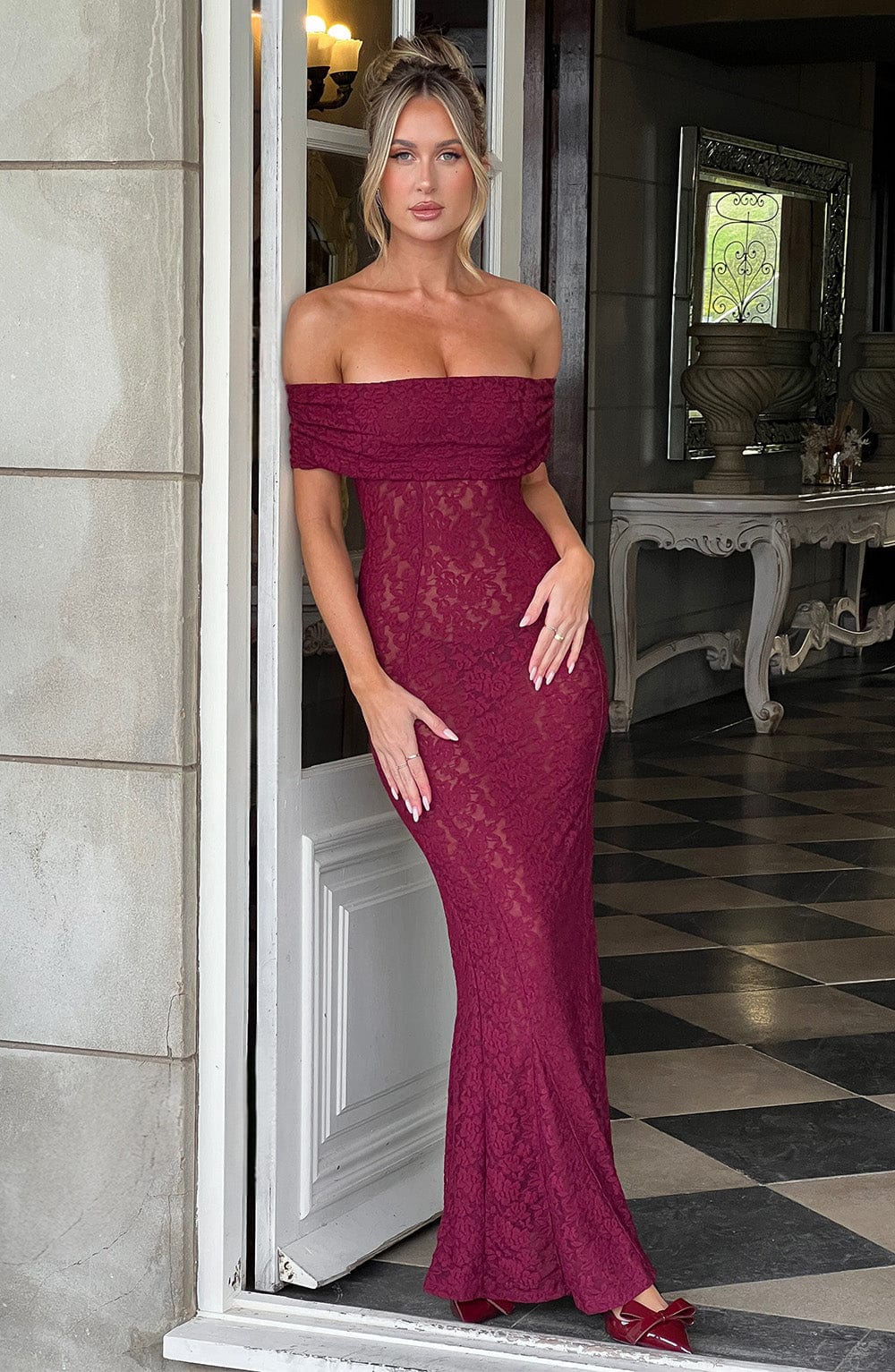 Stephanie Maxi Dress - Burgundy - Image 8