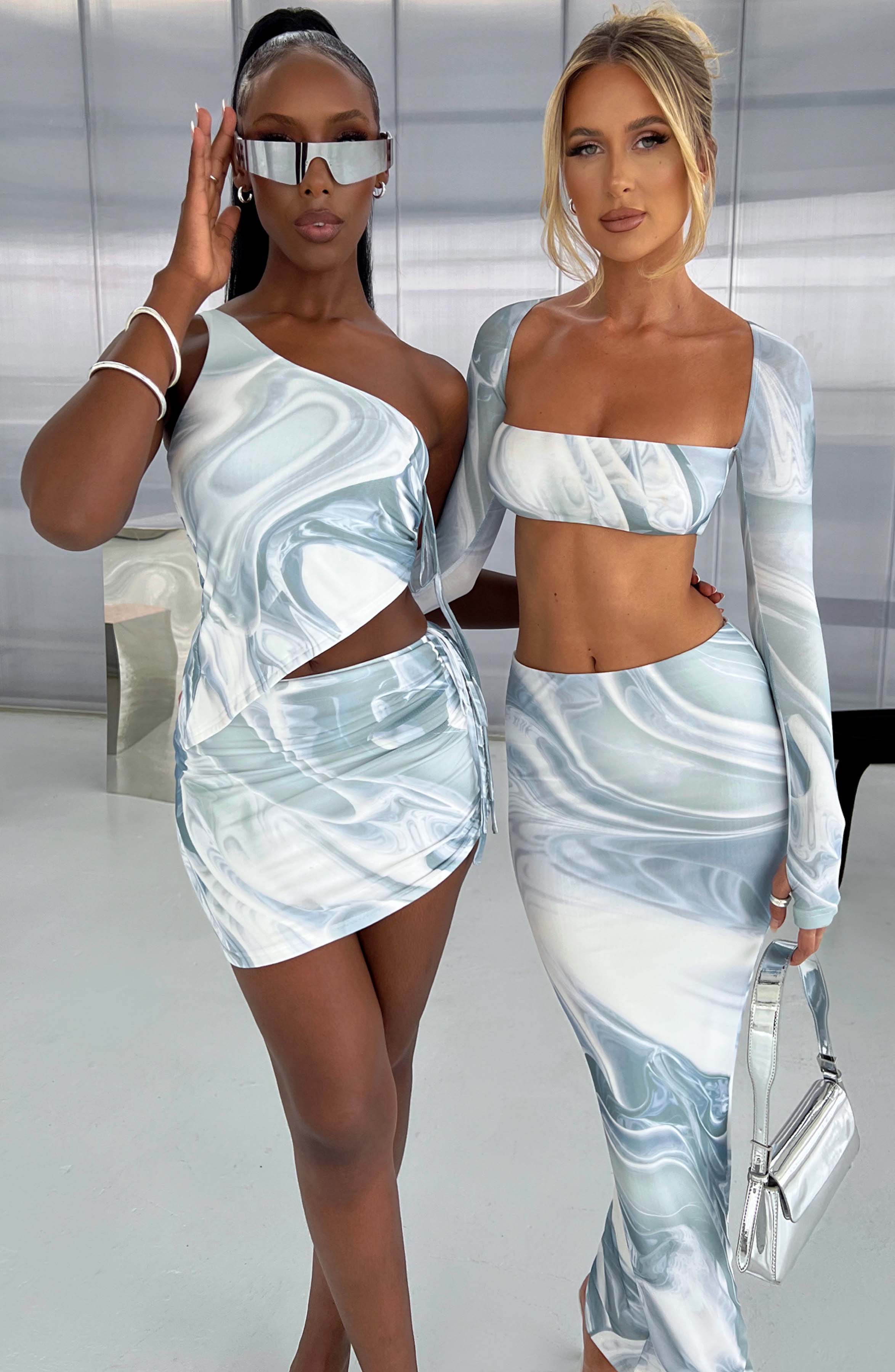 Stormi Mini Skirt - Grey Haze Print - Image 5