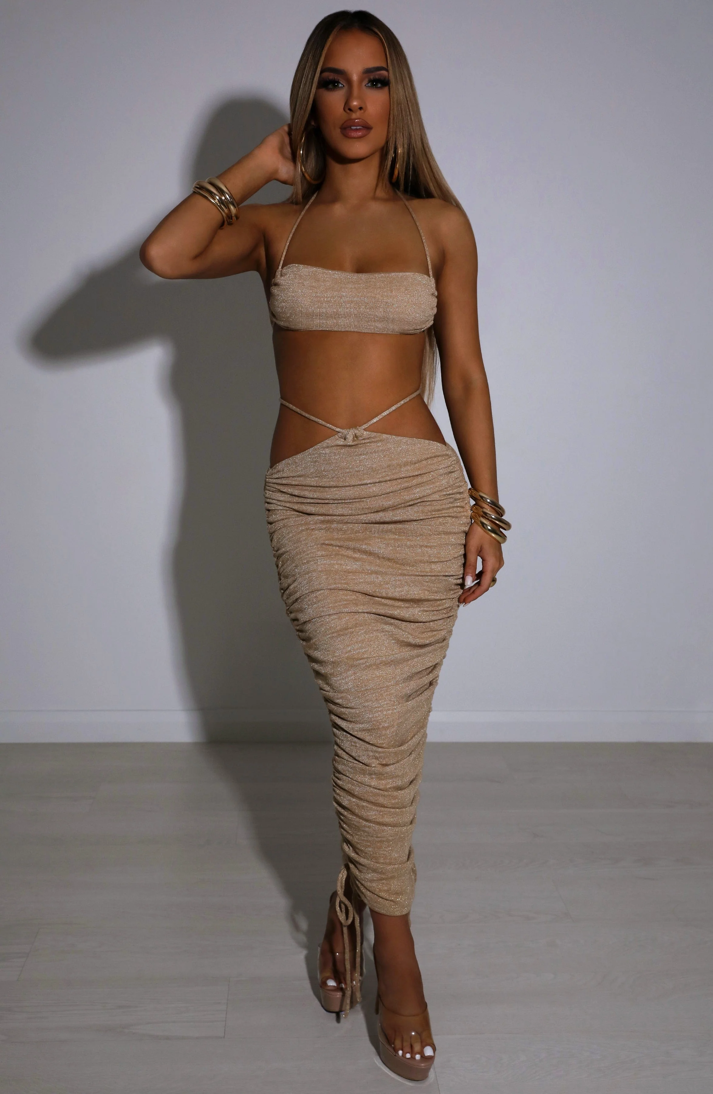 Valencia Maxi Skirt - Gold Sparkle - Image 3